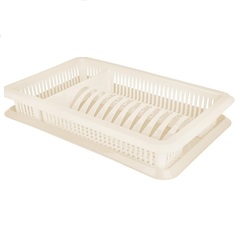 Сушилка для посуды Plast Team одноярусная с поддон.480х305х85мм молочный туман Пласт Тим