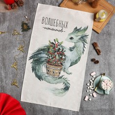 Этель Полотенце Этель Зеленый дракон 40х73 см, 100% хлопок, саржа 190 г/м2
