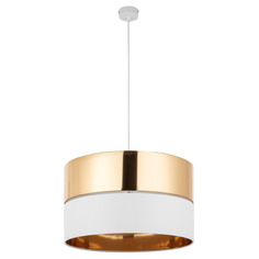 Подвесной светильник TK Lighting Hilton Gold 4771 золотой с белым тканевый абажур E27