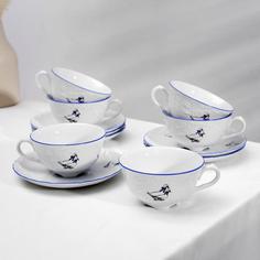 Чайный сервиз на 6 персон «Рококо. Гуси», 12 предметов: чашка 220 мл, блюдце d=15,5 см No Brand