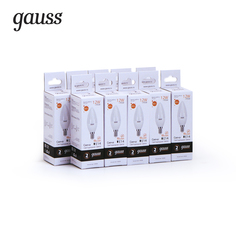 Упаковка ламп 10 штук Лампа Gauss Elementary Свеча 12W 880lm 3000K Е14 LED