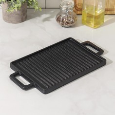 Противень-гриль Grill с ручками, 28?15?1,5 см, цвет чёрный No Brand