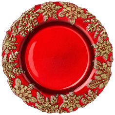 Тарелка Bronco Celebration red, диаметр 22см, стекло (336-167_)