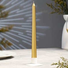 Свеча античная, 2,3х 25 см, лакированная, золотой металлик No Brand
