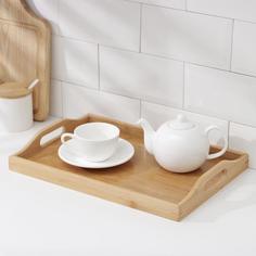 Поднос Доляна с ручками Striata, 37,5х26х5 см, бамбук