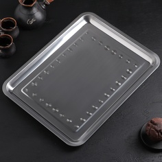 Поднос 44,5х35,5 см, толщина 1 мм, цвет серебряный No Brand