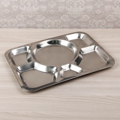 Поднос 6 секций, 39х29х1,5 см, цвет серебряный No Brand