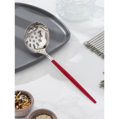 Шумовка Magistro "Грэйс", h-24,5 см, цвет ручки красный, цвет головы серебряный