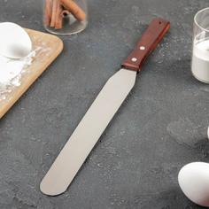 Лопатка-палетка кондитерская с деревянной ручкой, прямая, 37 см No Brand