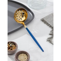 Шумовка Magistro "Грэйс", h-24,5 см, цвет ручки голубой, цвет головы золотой