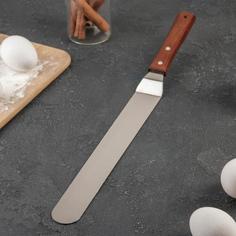 Лопатка-палетка кондитерская с деревянной ручкой, изогнутая, 41 см No Brand