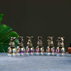 Набор рюмок-перевертышей, подарочный "Веселые звери" лиловая дымка, на 6 персон, объем - 5 No Brand