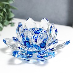 Сувенир стекло "Лотос кристалл трехъярусный голубая радуга" d=11 см No Brand