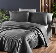 Комплект постельного белья First Choice TIMELESS ANTHRACITE хлопковый сатин люкс евро