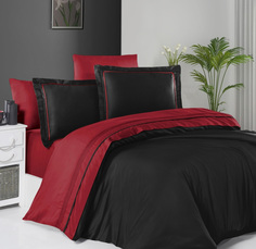 Комплект постельного белья First Choice SERENITY RED & BLACK хлопковый сатин люкс евро