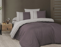 Комплект постельного белья First Choice CHACKERS LILAC & BEIGE, хлопковый сатин люкс, евро