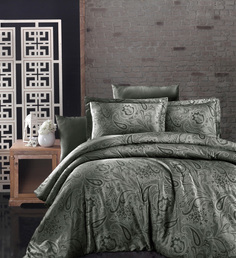 Комплект постельного белья First Choice REAGEN DARK GREEN, хлопковый сатин, евро