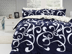 Комплект постельного белья First Choice RUYA NAVY BLUE, хлопковый сатин, евро