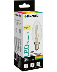 Светодиодная лампа Polaroid 220V C37 FIL 6W 4000K E14 806lm