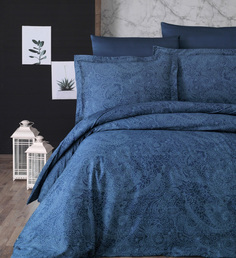 Комплект постельного белья First Choice NEVA OIL BLUE, хлопковый сатин, евро
