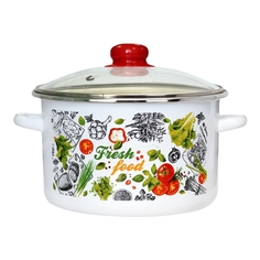 Кастрюля Эмаль Фреш Фуд со стеклянной крышкой 3 л