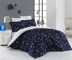 Комплект постельного белья First Choice LIBERTA NAVY BLUE, хлопковый сатин, евро