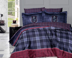 Комплект постельного белья First Choice DORIS NAVY BLUE, хлопковый сатин, евро