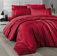 Комплект постельного белья First Choice NEW TREND RED хлопковый сатин люкс евро