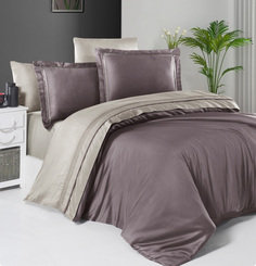 Комплект постельного белья First Choice SERENITY LILAC & BEIGE хлопковый сатин люкс евро