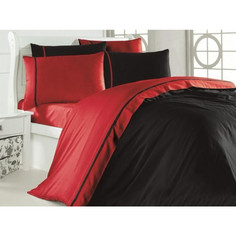 Комплект постельного белья First Choice DUET RED & BLACK, хлопковый сатин, евро
