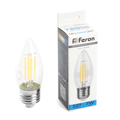 Лампочка светодиодная FERON арт.38272 LB-66 7W 230V E27 6400К свеча уп 5 шт.
