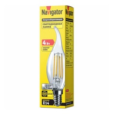 Лампа светодиодная Navigator E14 4 Вт 4000К холодный свет прозрачная свеча