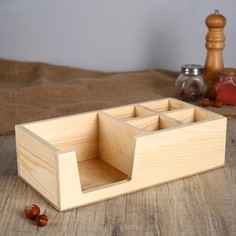 Подставка Дарим Красиво Прямоугольник из сосны, с 5ю отсеками, 15х30х8. 5 см