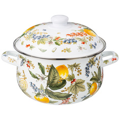 Кастрюля Agness Fruit Basket эмалированная с крышкой 2,8 л