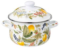 Кастрюля Agness Fruit Basket эмалированная с крышкой 2 л