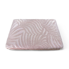 Плед Листья махровый, с полоской, пыльная роза, 200x220 Aisha