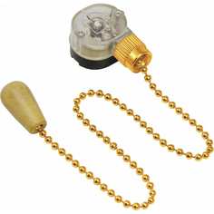 REXANT Выключатель для бра с цепочкой 270 мм и деревянным наконечником Gold 10 шт 32-0106