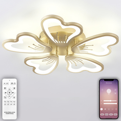 Светодиодный светильник люстра с пультом ДУ, мобильным приложением, 100W, золотой, LED Natali Kovaltseva