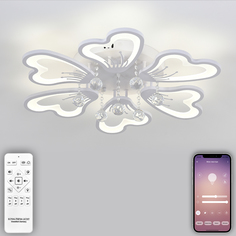 Светодиодный светильник люстра с пультом ДУ, мобильным приложением, 140W, белый, LED Natali Kovaltseva