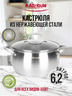 Кастрюля с крышкой ECLIPSE 6.2л (ATTRIBUTE STEEL ASE004)