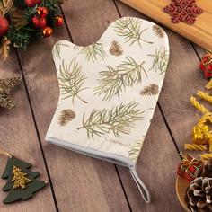 Варежка-прихватка Christmas tree 20х28см, саржа, 100% х/л, ватин 250г/м2 Этель