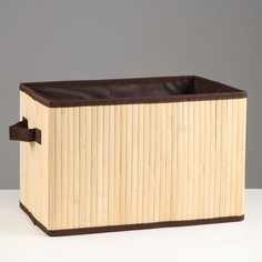 Короб складной для хранения, 20х38 см Н 23 см, бамбук, подкладка, ткань No Brand