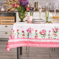Скатерть "Этель" Тюльпаны 220х147 см, 100% хл, репс 210 гр/м2 No Brand