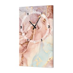 Часы-картина настенные, серия: Интерьер, Розовый мрамор, плавный ход, 35 х 60 см No Brand
