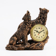 Часы настольные каминные "Волки", дискретный ход, d=9 см, 23 х 11 х 23 см No Brand