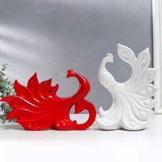 Сувенир керамика "Павлины красный и белый" набор 2 шт 17,5х27,5 24х19 см No Brand