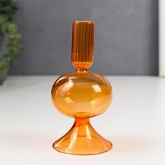 Подсвечник стекло на 1 свечу Сомма прозрачный оранж 15х7х7 см No Brand