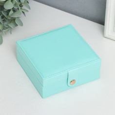 Шкатулка кожзам для украшений Идилия. Квадратная бирюза 5х12х12 см No Brand