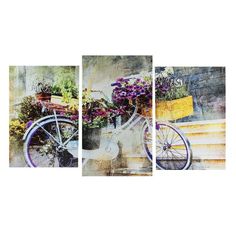 Картина модульная на подрамнике "Цветочный велосипед" 2-30х44,5 1-30х51,5; 55х100 см No Brand