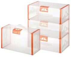 Набор 4 коробок для хранения мужской обуви "с оранжевой каймой" 35*21*14 см EL Casa